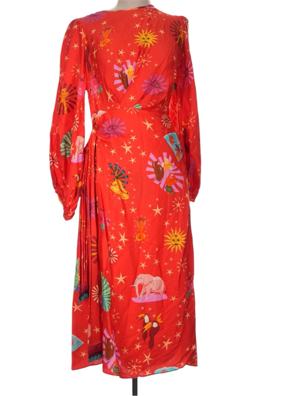 NWT FARM Rio Lotus Star Front Twisted Midi Dress Size Medium - Picture 5 of 10